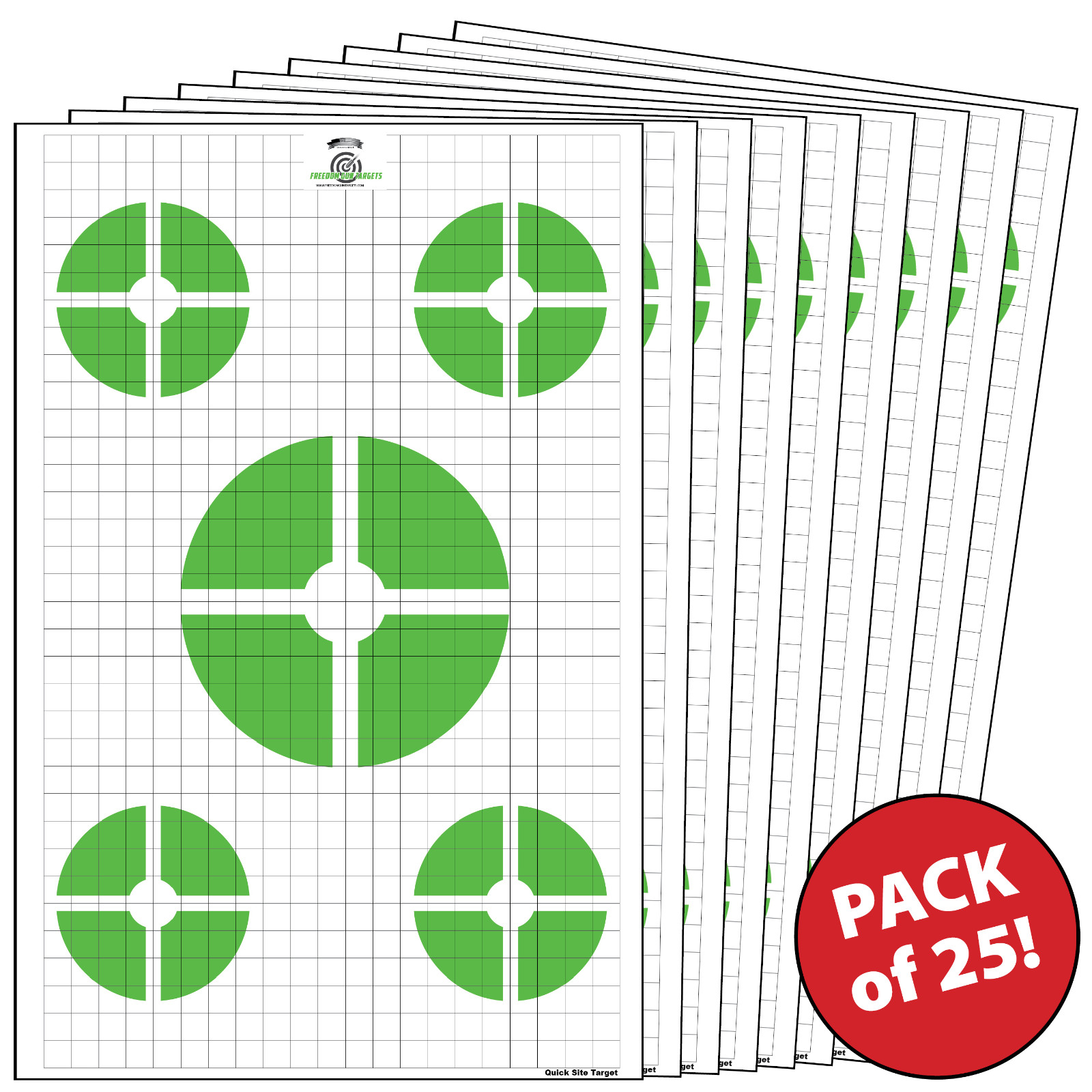 25 Paper Shooting Targets for Gun Range Rifle Pistol Rifle Sighting Green 23x35