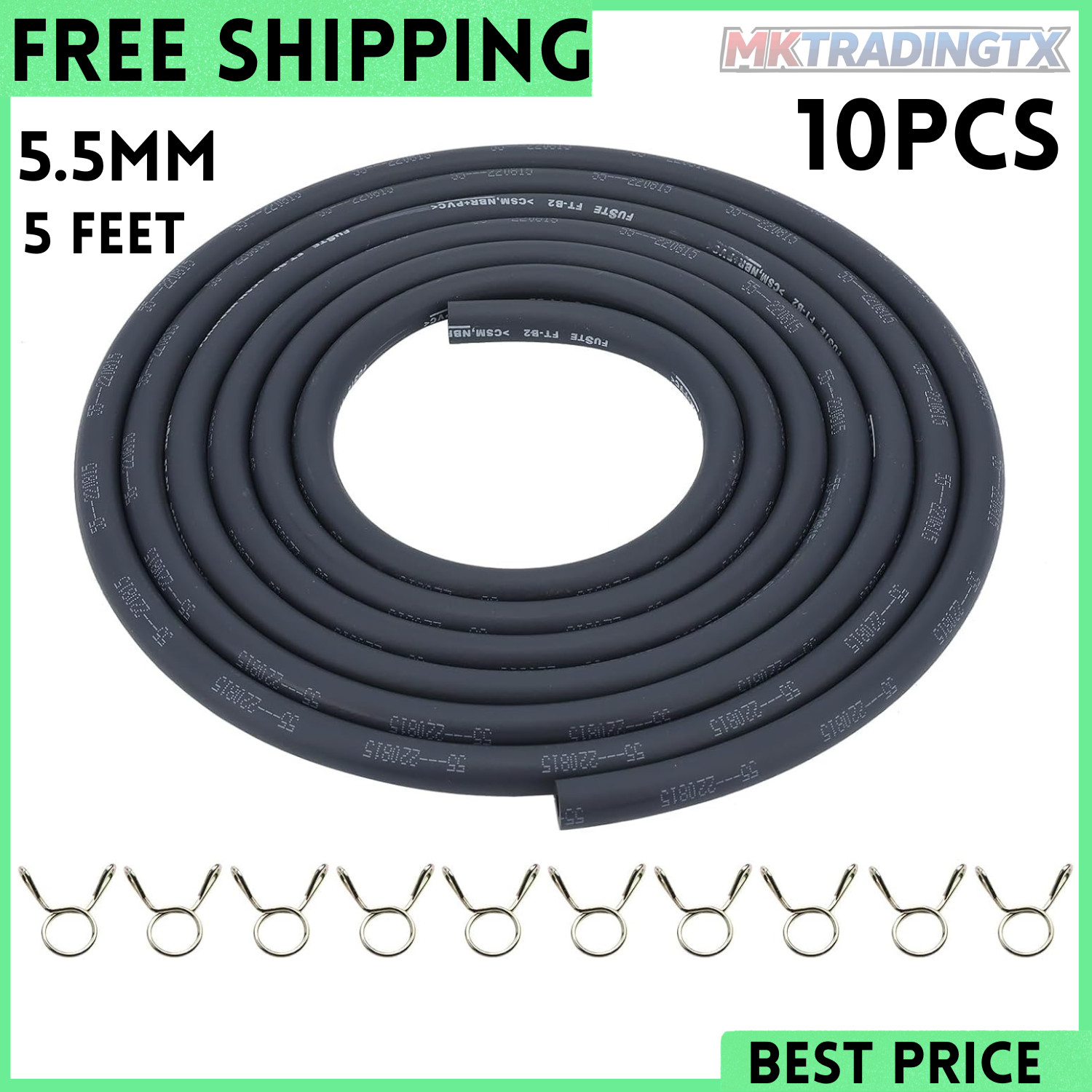 5.5Mm Fuel Line 1/5 Inch Gas Tube Fuel Hose 5 Feet for ATV Quad Pit Dirt Bike