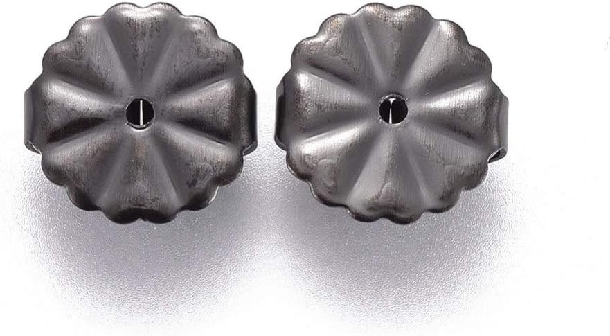 Large Fancy Premium Earring Backs Swirl (Vacuum Plate Gun Metal Black)  (8 pack)