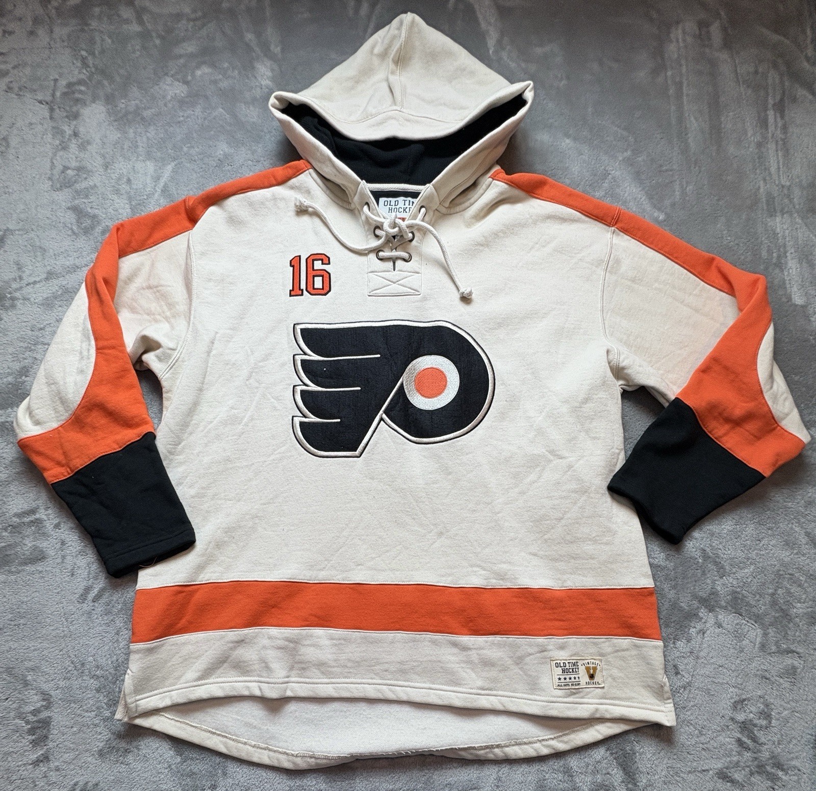 PHILADELPHIA FLYERS Old Time Hockey NHL Bobby Clarke #16 Lacer Hoodie 2XL