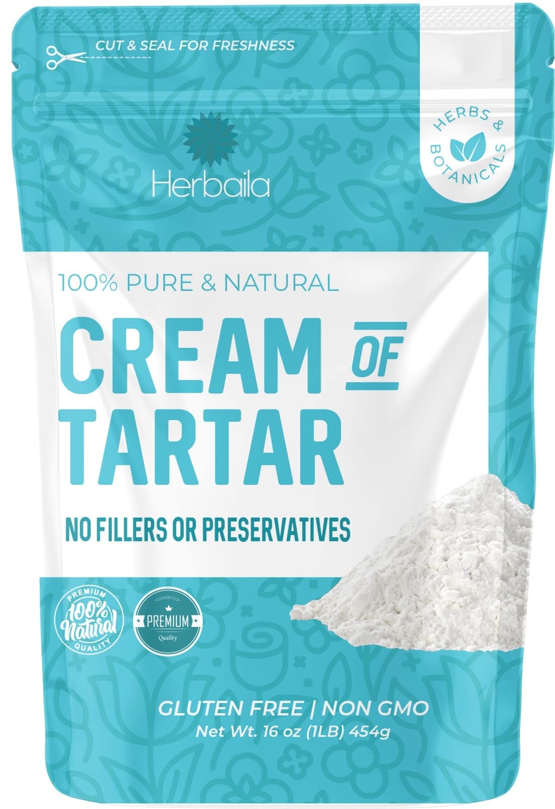 Herbaila Cream of Tartar for Baking 1lb, Gluten Free, 16 Ounce (Pack 1)