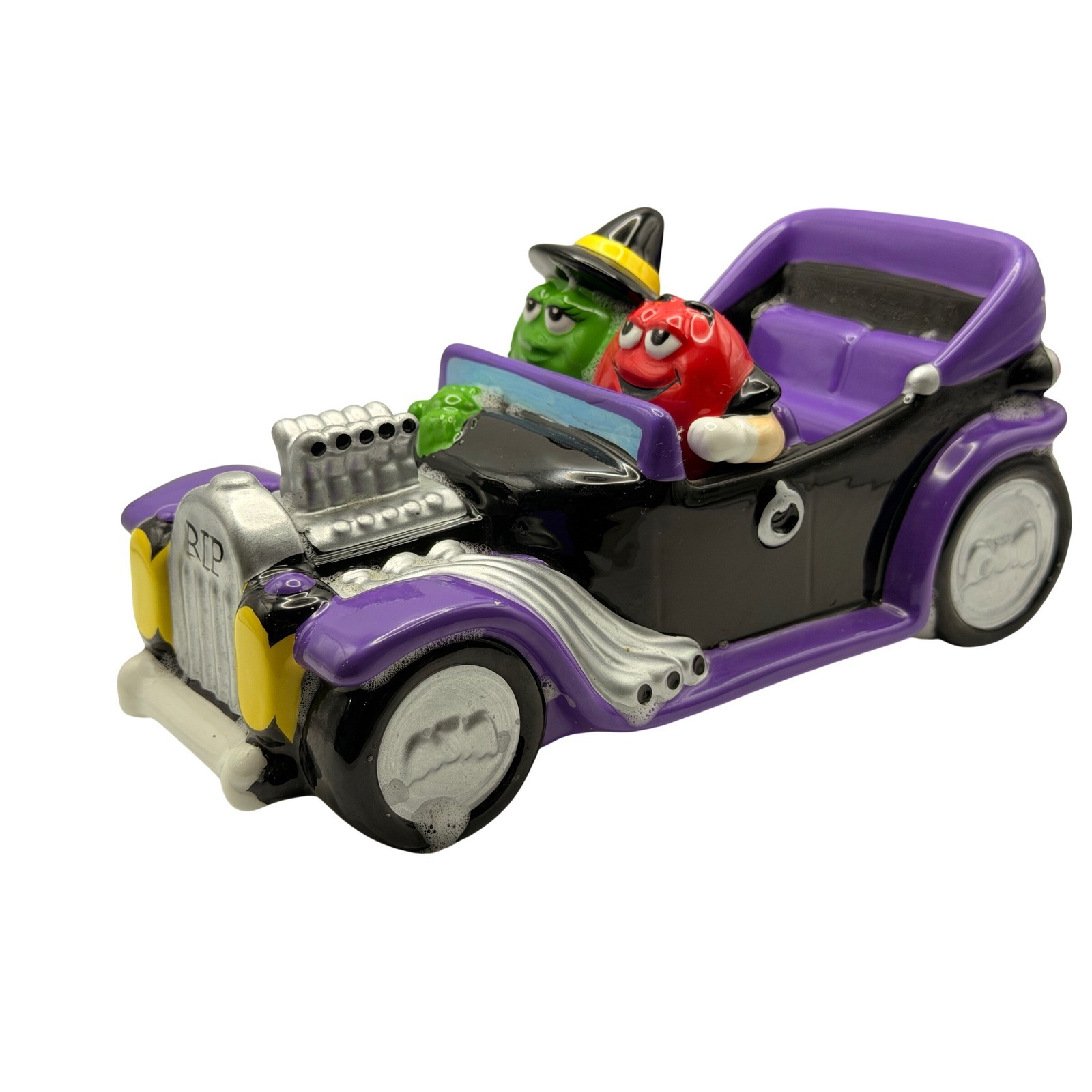 M&M's 2003 Galerie Halloween Candy Dish Black/Purple Ceramic Classic Hot Rod Car