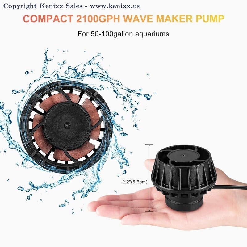 2100GPH Aquarium Wave Maker Pump Mini DC Controller 50-100 Gallon Tanks Magnetic