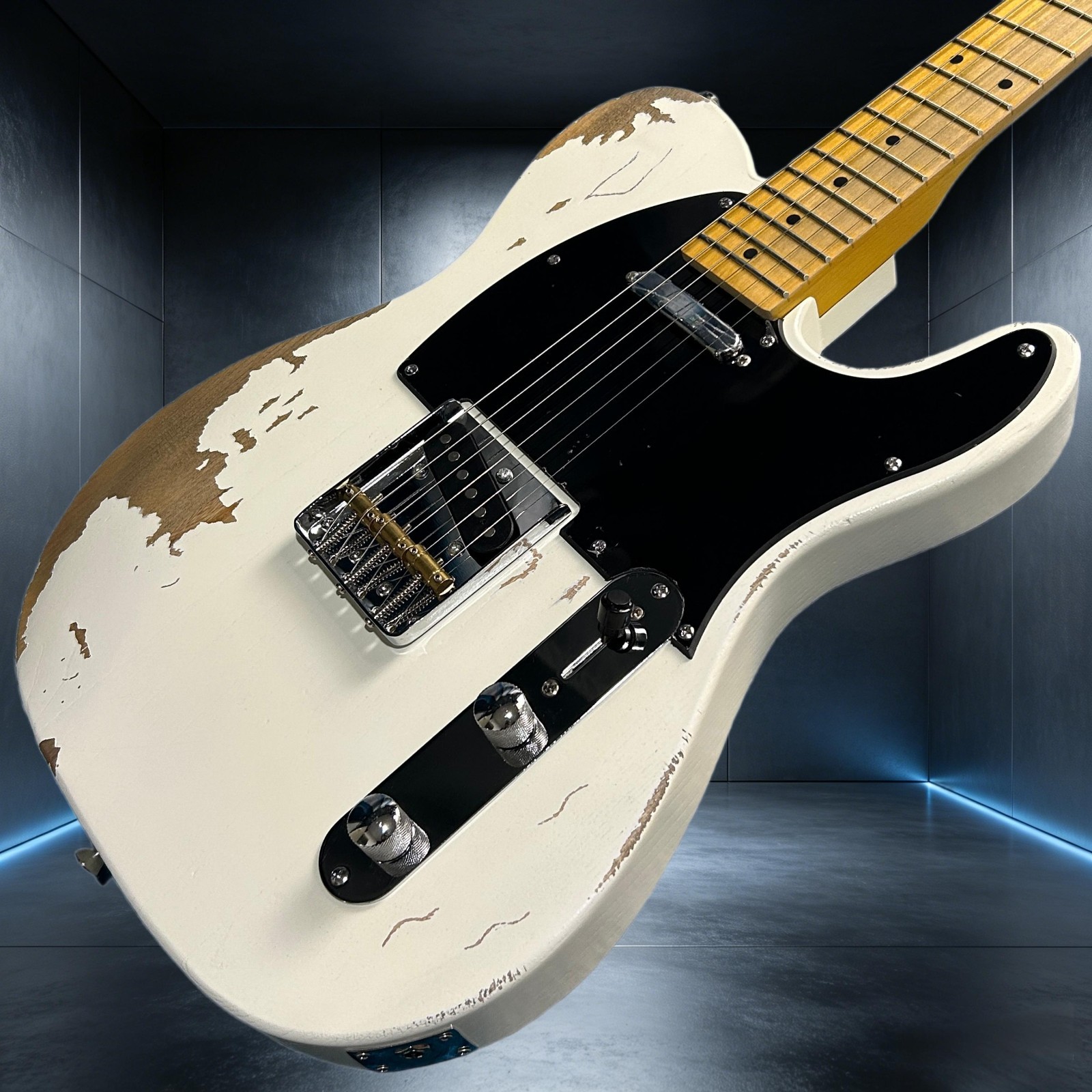 Aged Tele Electric Guitar Ash Body Cream White Color 21 Frets Maple Fretboard