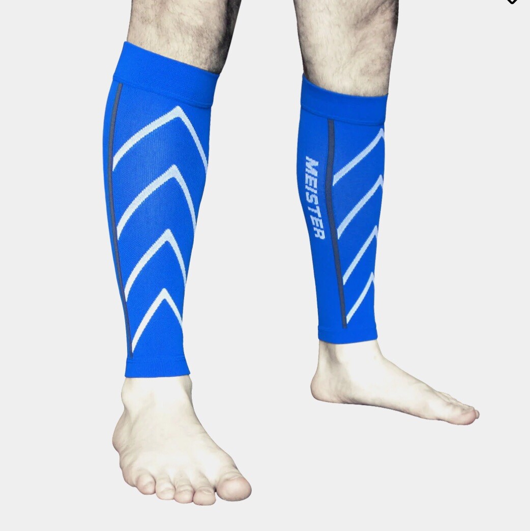 MEISTER COMPRESSION SLEEVES Running Calf Leg Shin Splints CrossFit Blue Sz S