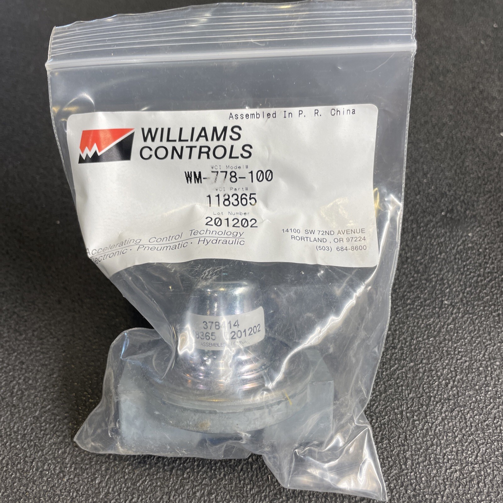 Williams Controls WM-778-100 Pressure Protection Valve 118365 378414 Free Ship