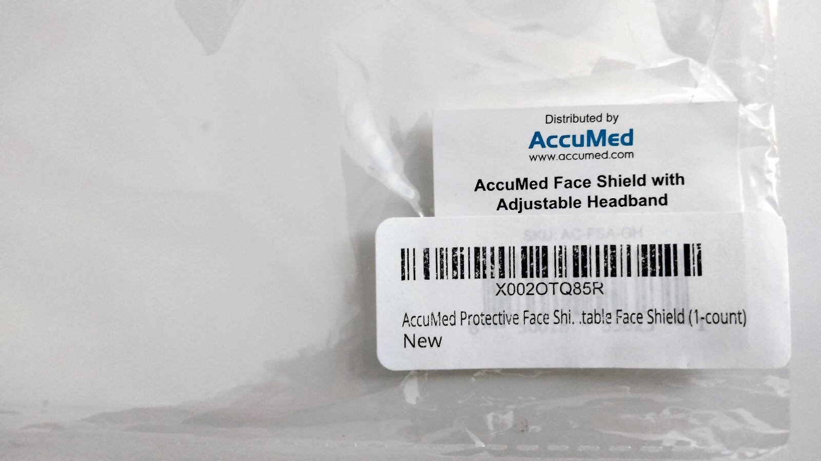 AccuMed 5 Protective Face Shields, Fully Transparent, Adjustable Headband