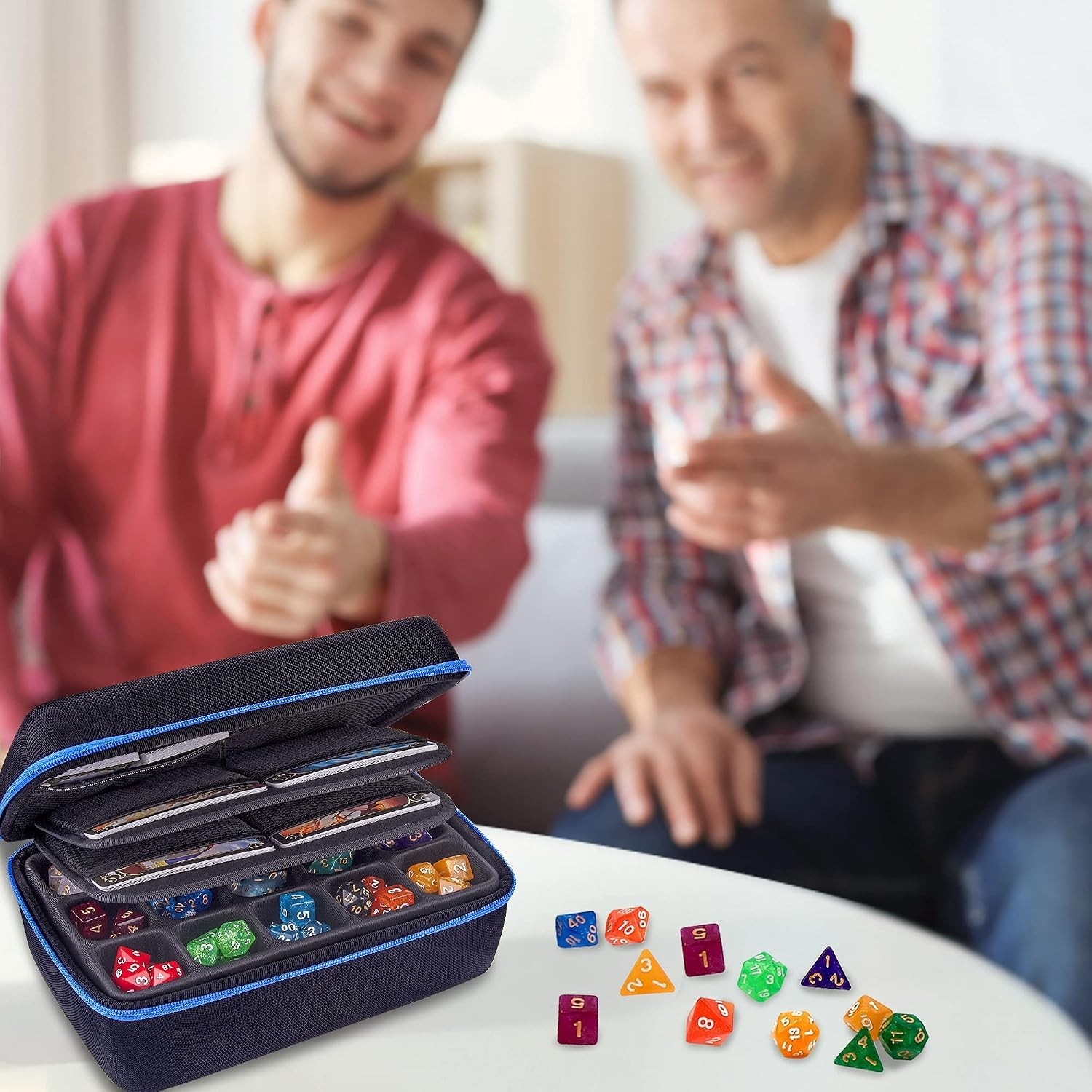 Dice Storage Case Big Capacity Dice Box with Double Removable Slotted Tray an...