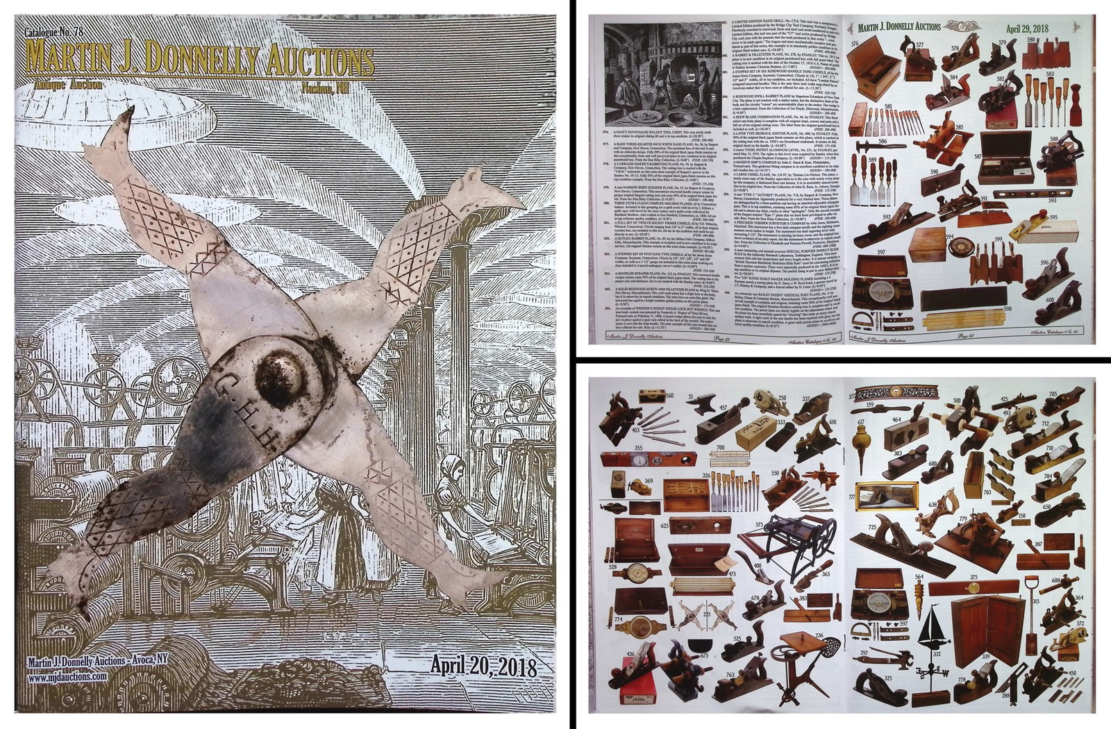 Full Color April, 2018 (SC18) Antique Tool Auction Catalog & Prices Realized