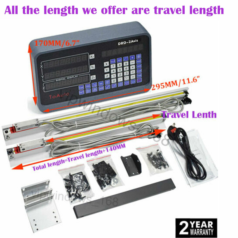 3Axis 2Axis Digital Readout DRO Display & Linear Scale TTL Glass Sensor Kit CNC