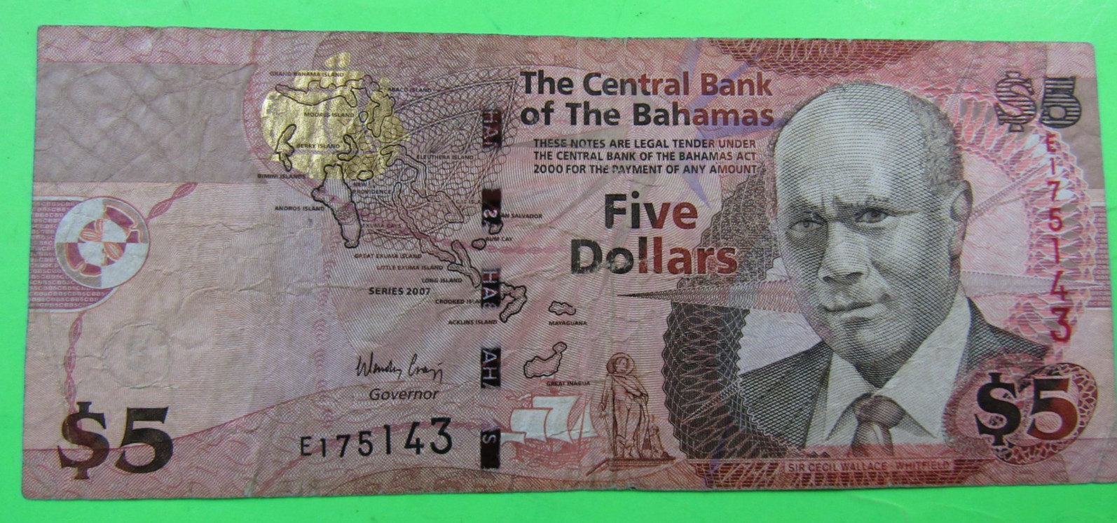 BAHAMAS, 5 DOLLARS,P#72, 2007