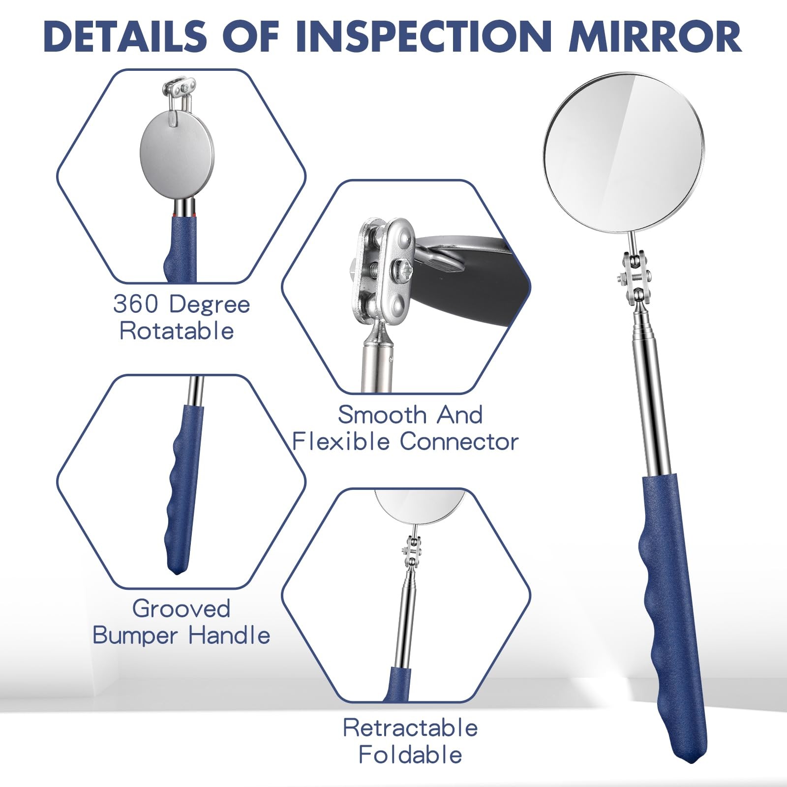 1 Pcs Telescoping Inspection Mirror Mechanics Automotive Tool with Long Handle E
