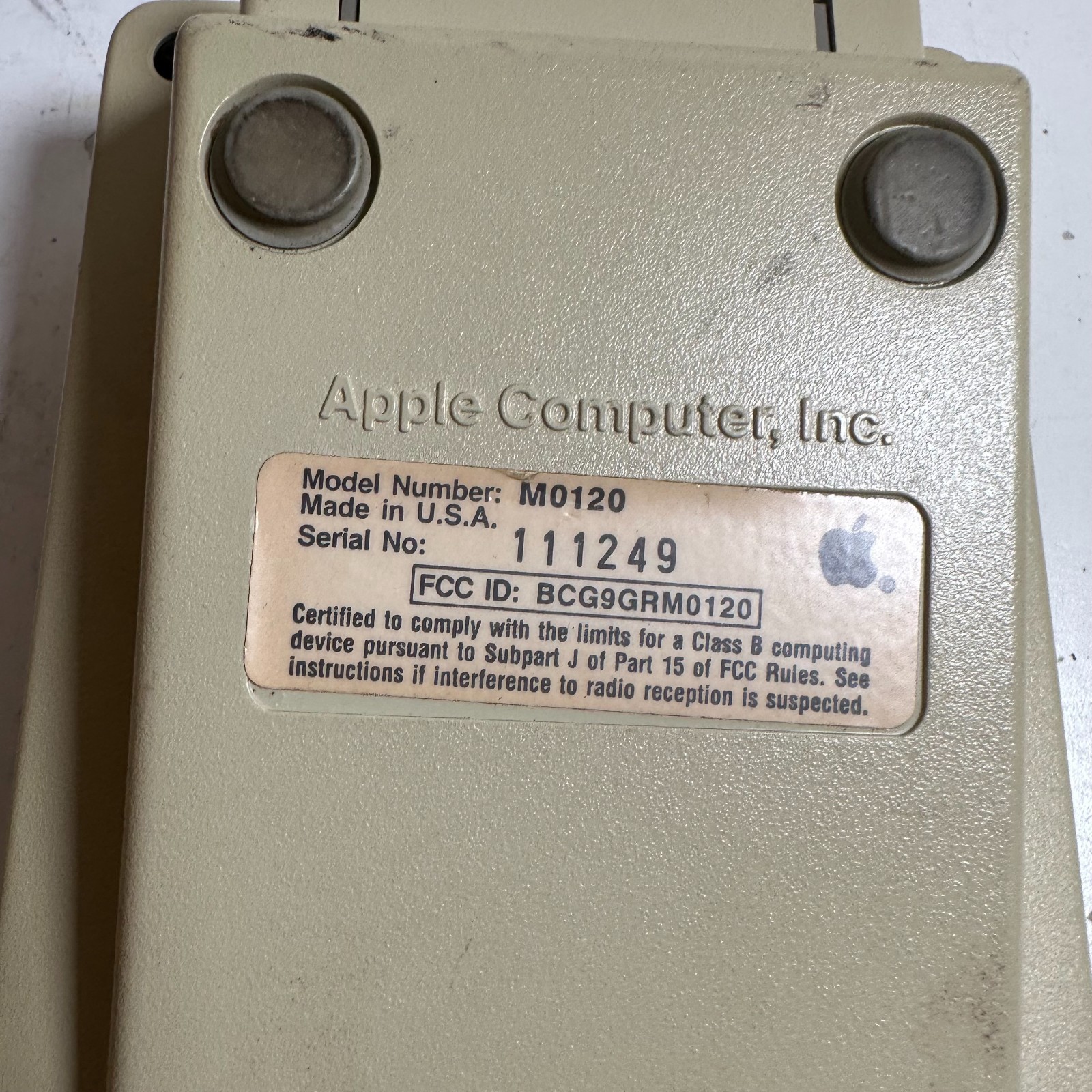 Vintage Apple Macintosh M0120 Beige RJ11 Connectors Computers Numeric Keypad
