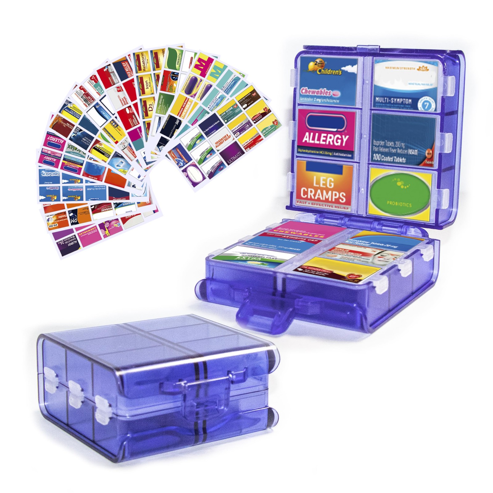 Large Pill Organizer with Medicine Labels, Pill Dispenser 12-Compartment  ..