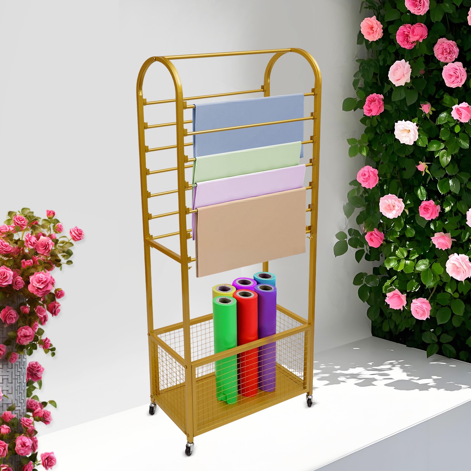 Flower Wrapping Paper Storage Stand Holder Organizer Rack Ribbon Display Stand