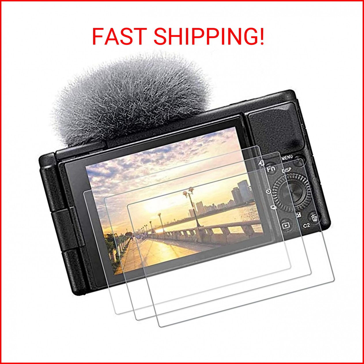 PCTC 3 Packs Tempered Glass Screen Protector Compatible for Sony ZV-E10 ZV-1 ZV-