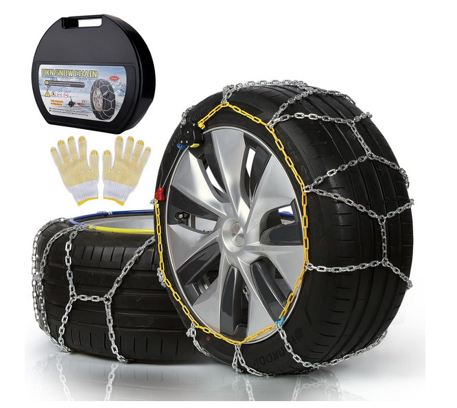 Auto-Fixing Snow Chains (HKN140), Universal Tire Traction for Cars, Trucks, SUVs