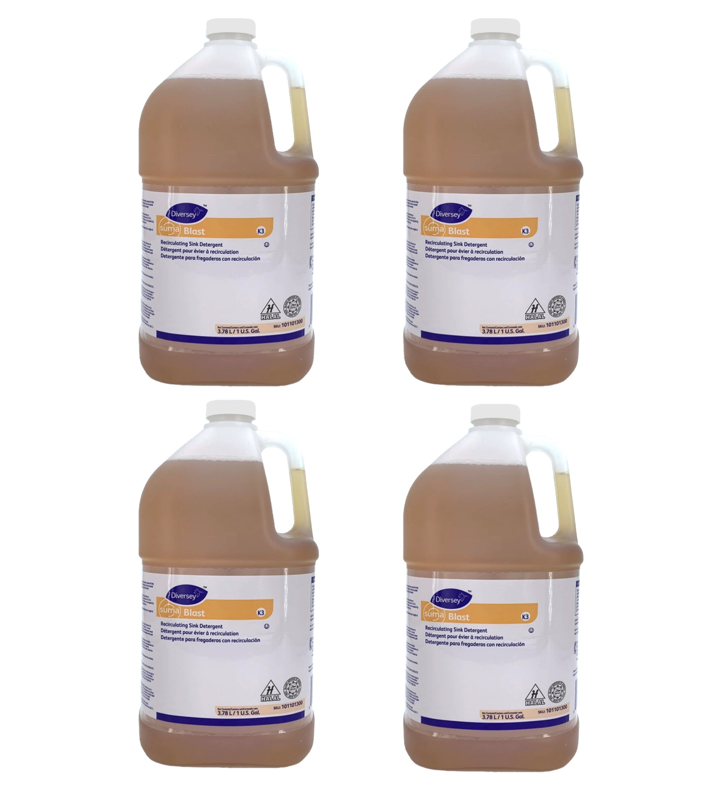 (Case of 4) Diversey Suma Blast K3 Recirculating Sink Detergent, (4) - 1 Gal Jug