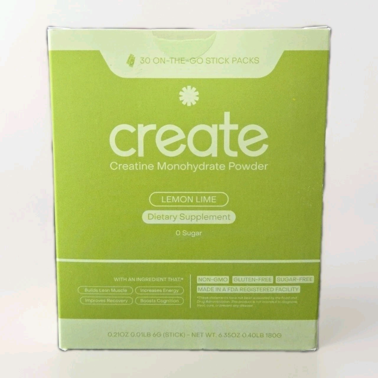Create Single Serve Creatine Monohydrate Powder - 5g, Sugar-Free, Lemon/Lime