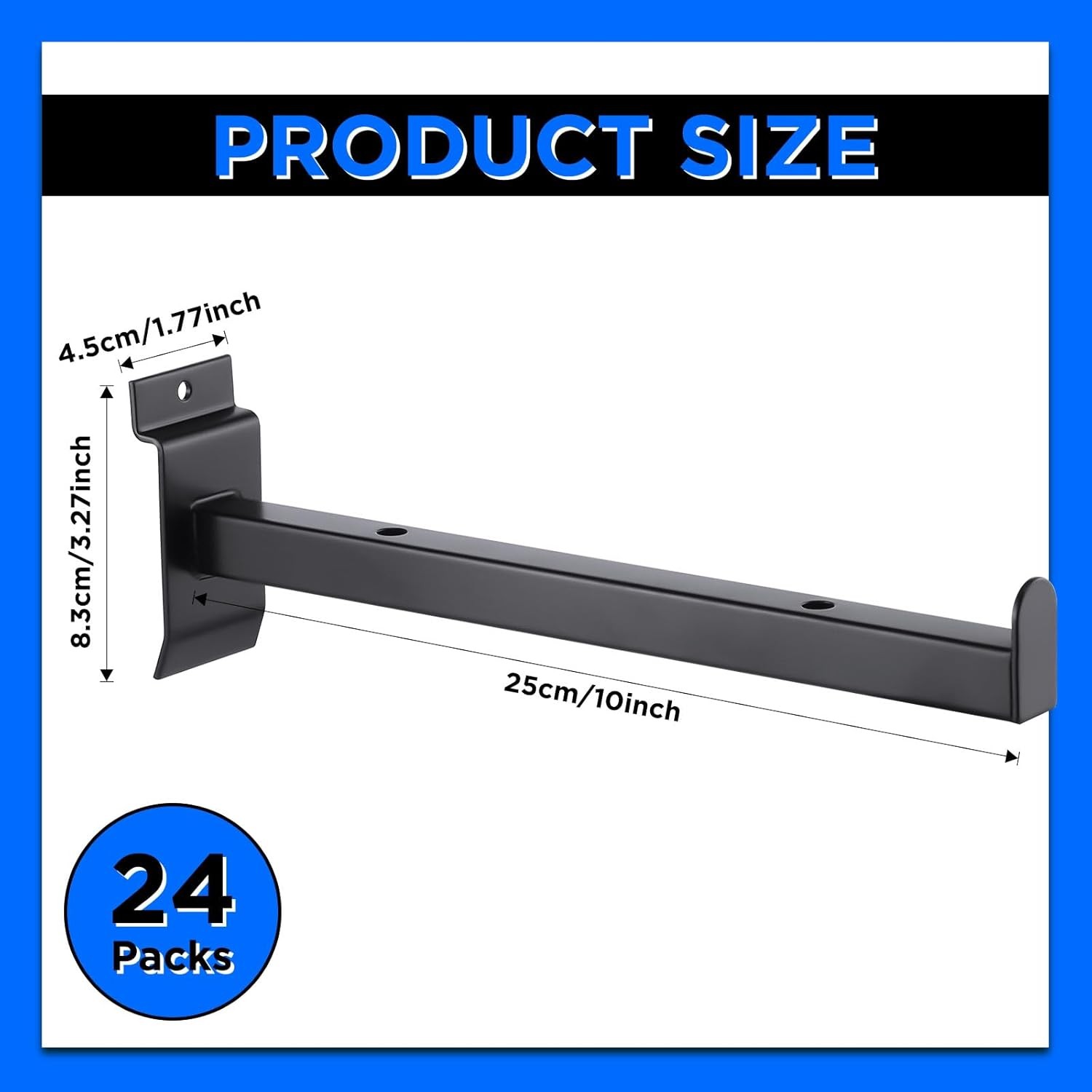 24 Pack 10 Inch Heavy Duty Slatwall Hooks Shelf Brackets Display Hooks