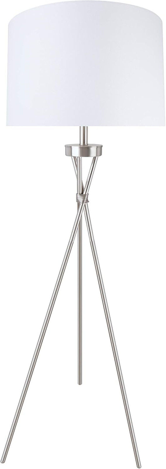 Satin Nickel Tripod Floor Lamp - 53" Transitional Design by