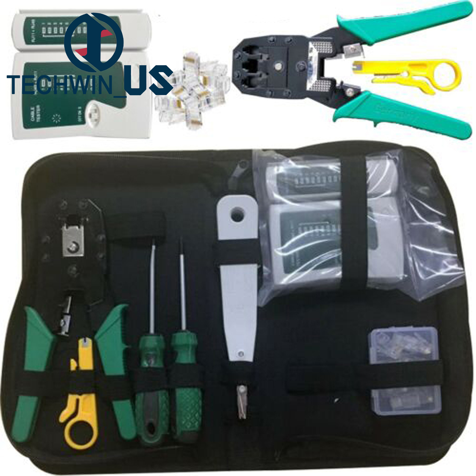 Rj45 Crimping Tool Kit Set For CAT5/CAT6 Lan Cable Tester Network Repair Tools