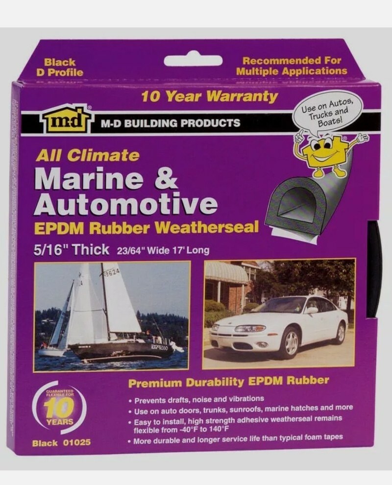 M-D 01025 RUBBER WEATHER SEAL Weatherstrip Auto Marine Draft Squeaks 5/16" x 17'