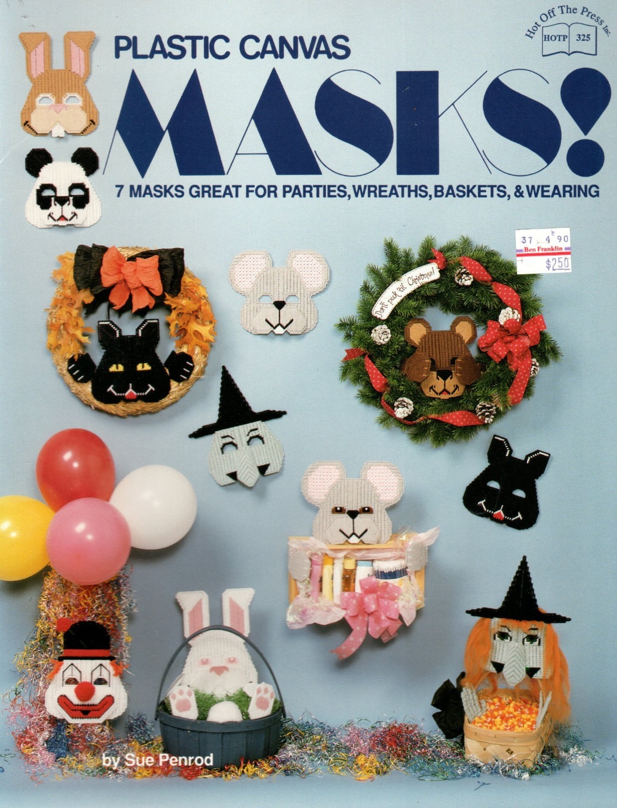 Hot Off The Press 325 MASKS! Parties, Wreaths Plastic Canvas Pattern Leaflet