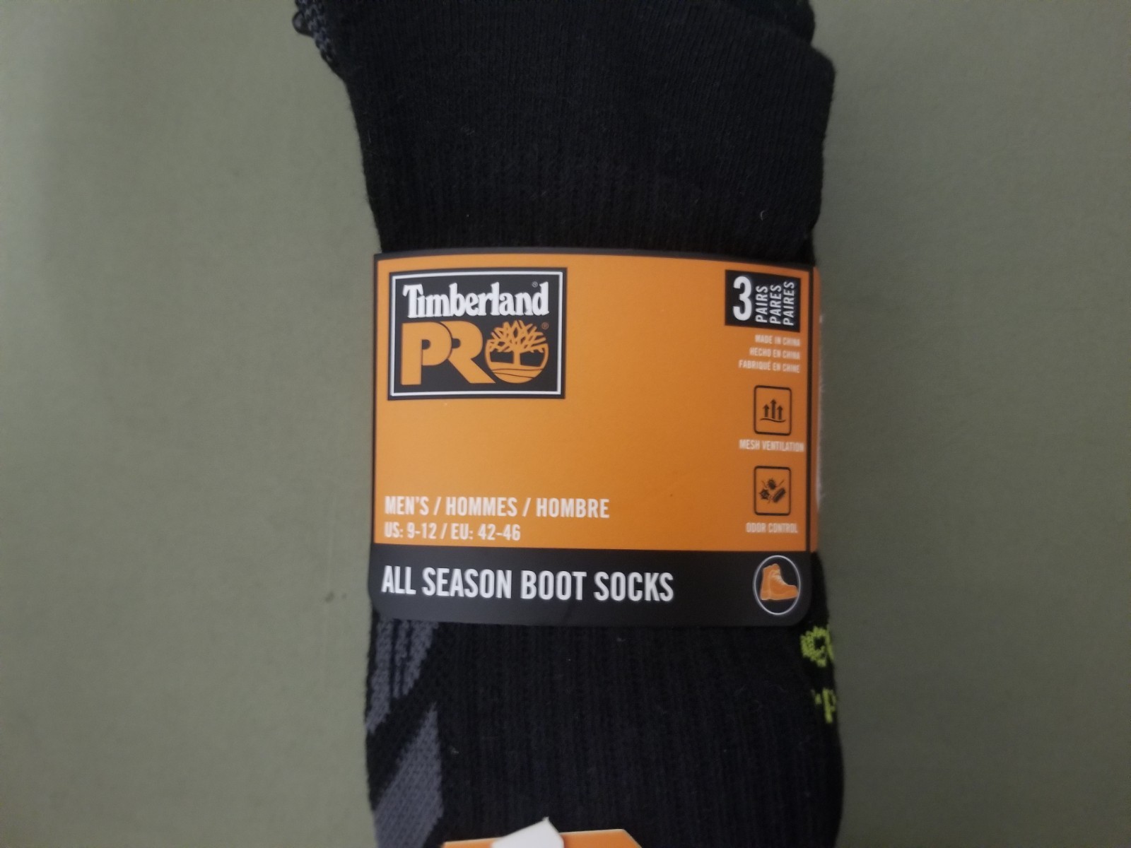 New Mens Timberland Pro 3 pair All Season Boot Socks.