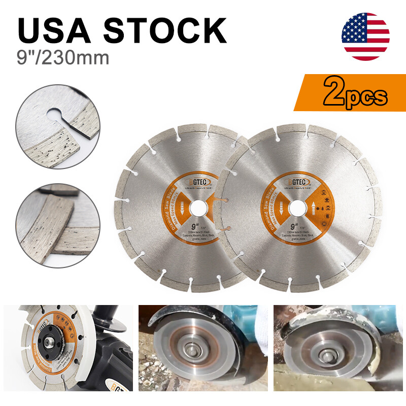 2pcs 9''/230mm Diamond Concrete Saw Blade Segmented Cutting Wheel for Granite