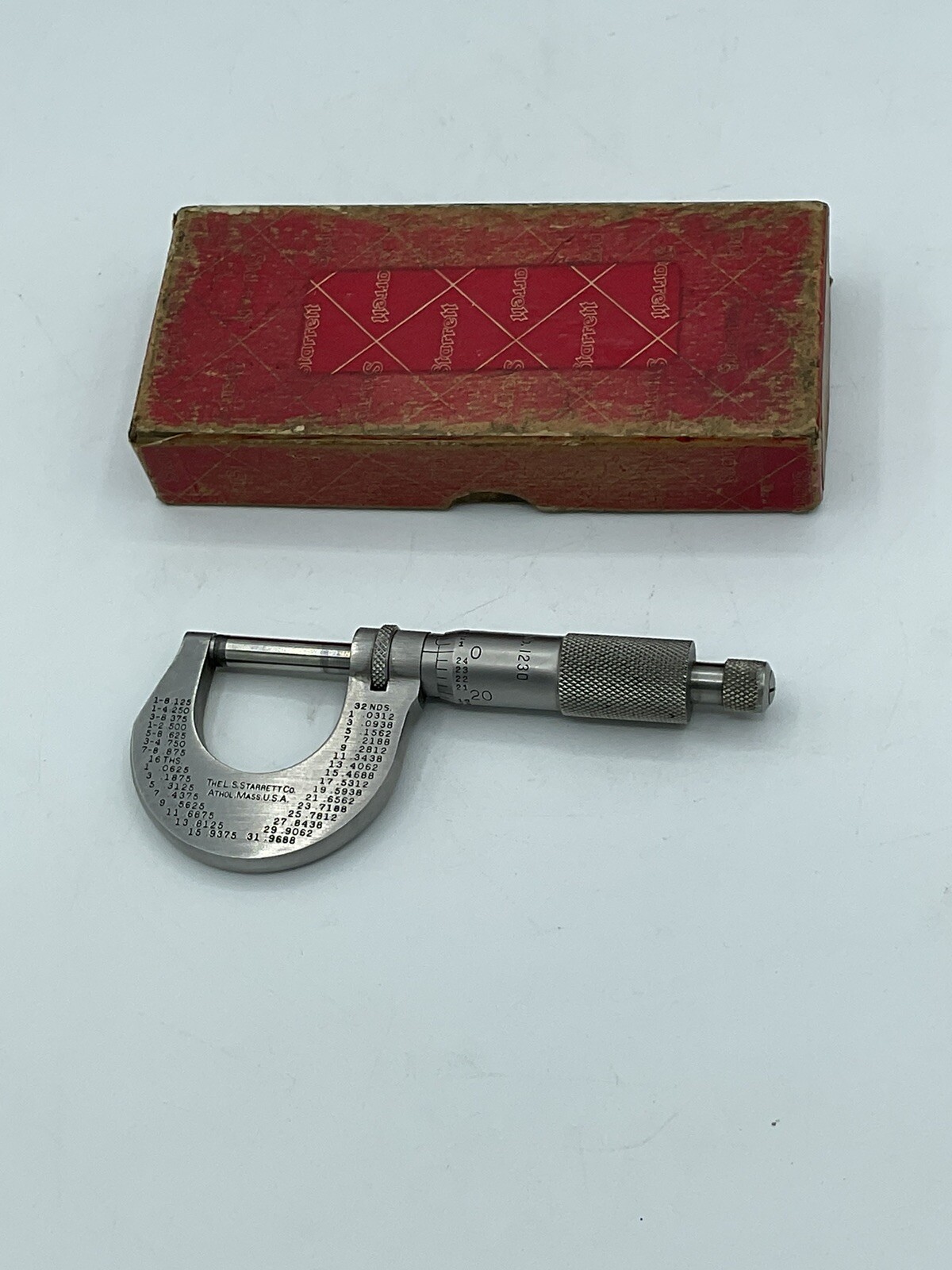 Starrett T1230XRL Stainless Steel Micrometer Carbide Anvil-Spindle 0-1" Range