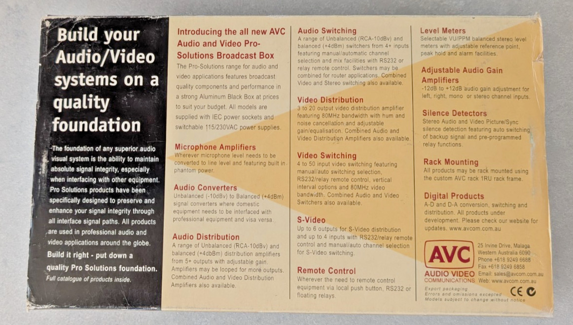 5-way stereo distribution amplifier with gain adjust (AV Communications AD-500)