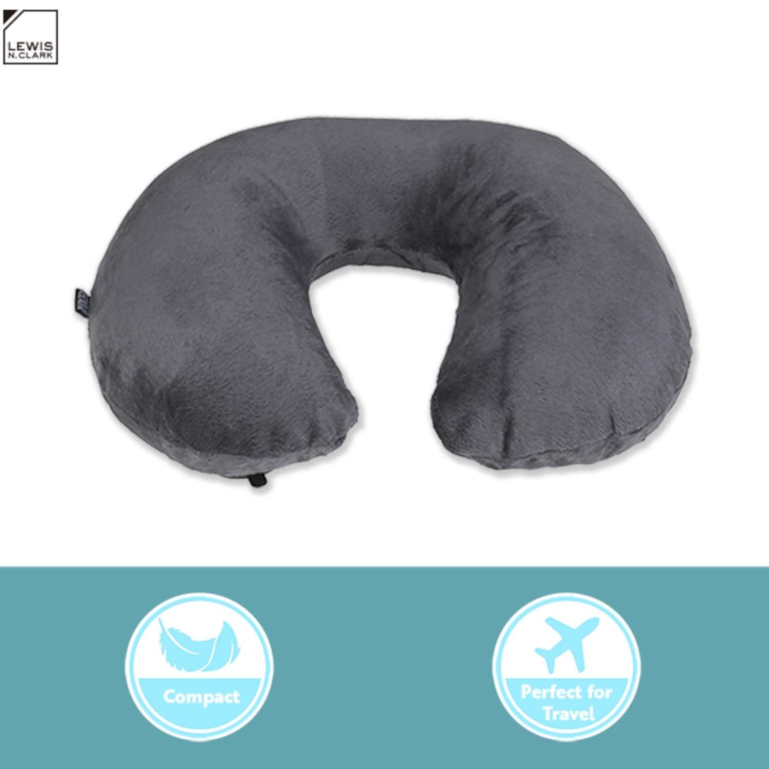 Lewis N Clark Compact Portable Adjustable and Inflatable Cervical Neck Pillow...