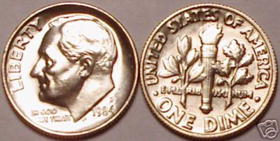 1984-P BRILLIANT UNCIRCULATED ROOSEVELT DIME~FREE SHIP~