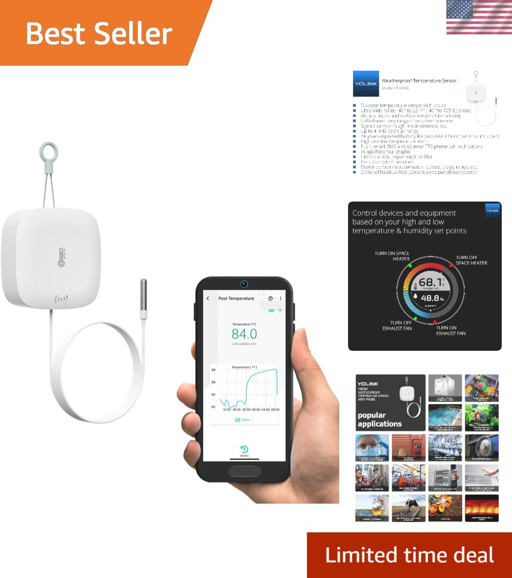 Weatherproof Digital Temperature Sensor with 1/4 Mile Range for All Environments