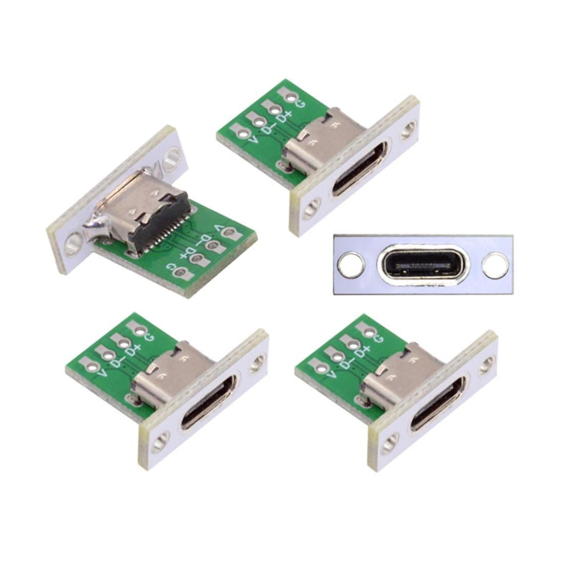 5 Pack USB C DIY Connector USB C 24Pin Female Socket Port Repair Replacement ...