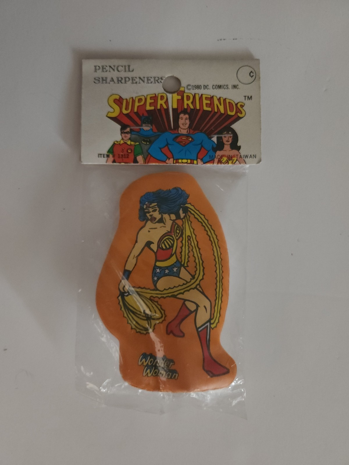 Vtg  MIP 1980 DC Comics WONDER WOMAN Super Friends Puffy Pencil Sharpener A