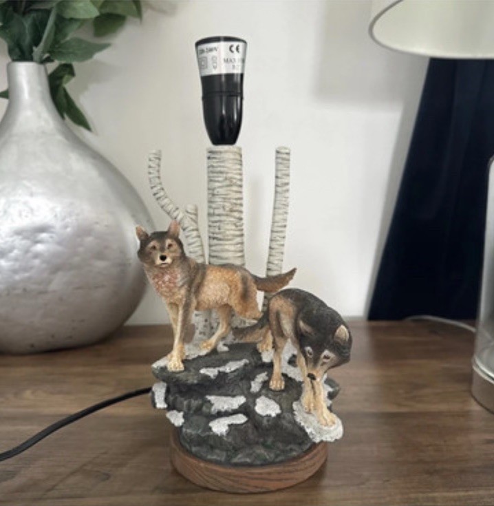 Al Agnew Lamp Wolves Spirits of the ForestA4029 Bradford Exchange Tabletop