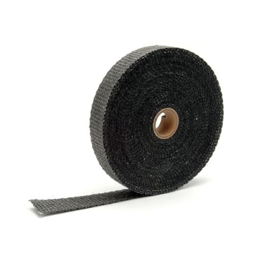 Black 1" x 50' Glass Fiber Exhaust Heat Wrap - Heat Wrap for Exhaust Pipes,
