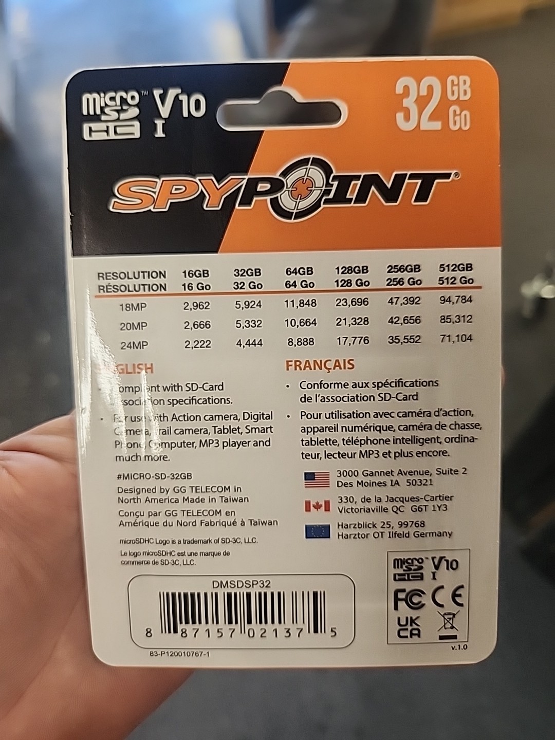 SpyPoint MicroSD 32GB Ultra High Speed Class 10 Memory Card