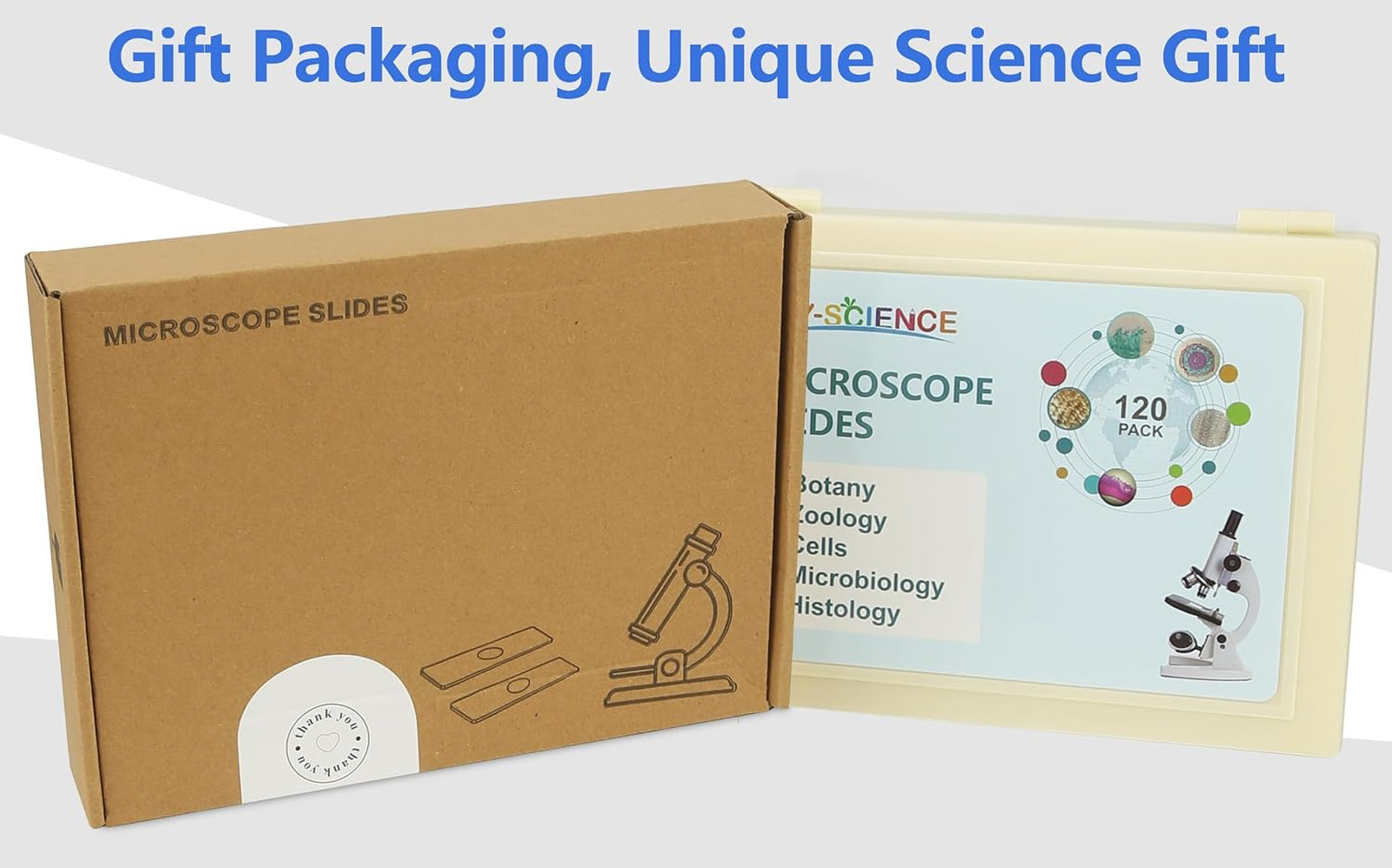 120 Microscope Slides with Specimens Set, Lab-Grade Prepared Microscope Slides