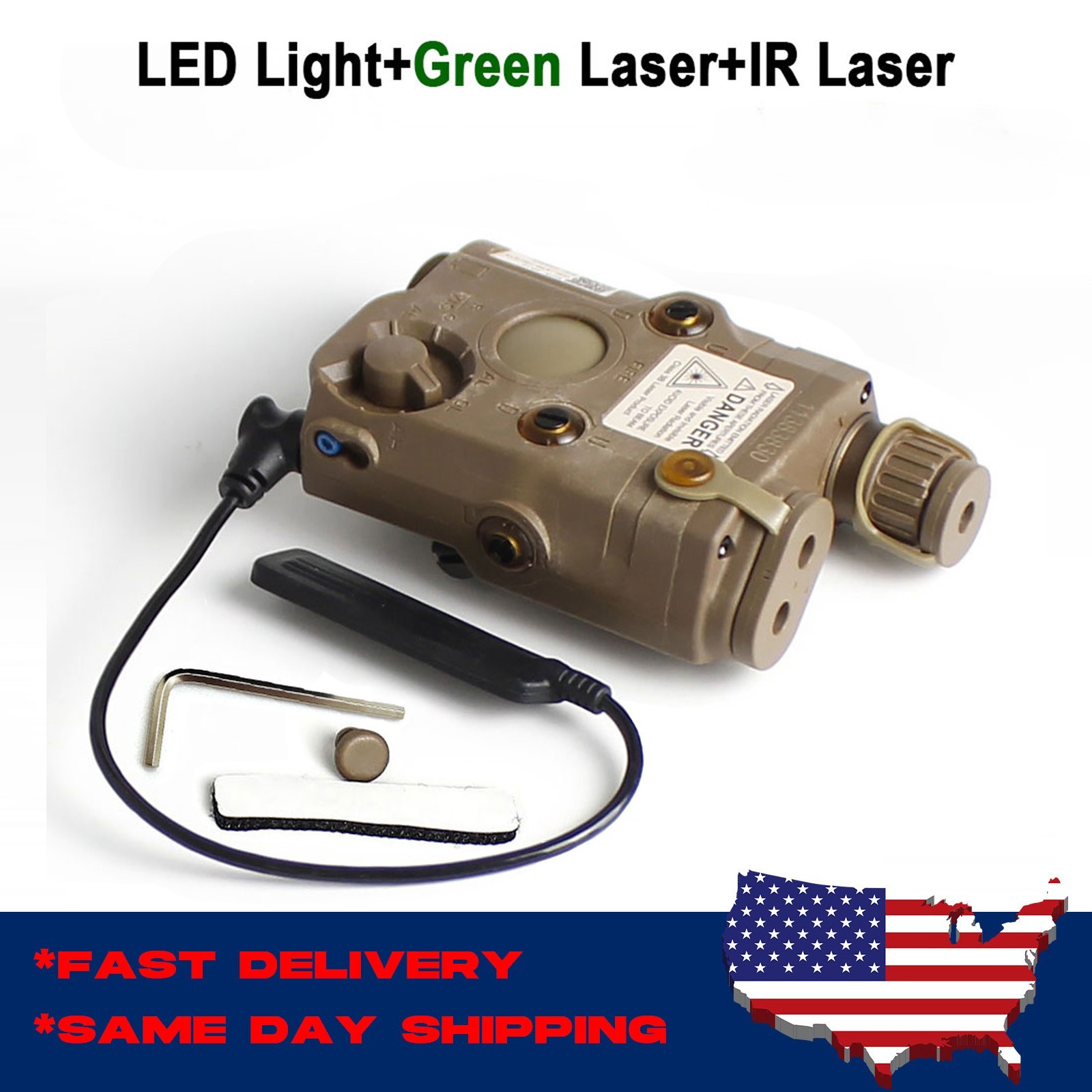 Airsoft PEQ 15 Aiming Combo LED Flashlight - IR Laser / Green Red Laser / Strobe