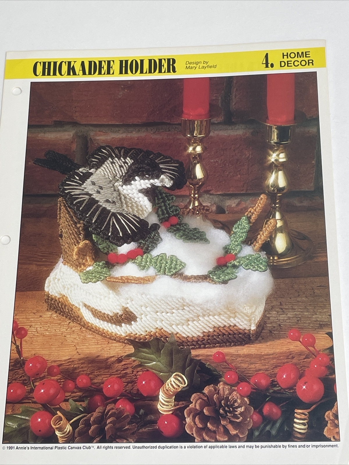 Chickadee Holder Annie's Attic Plastic Canvas Pattern