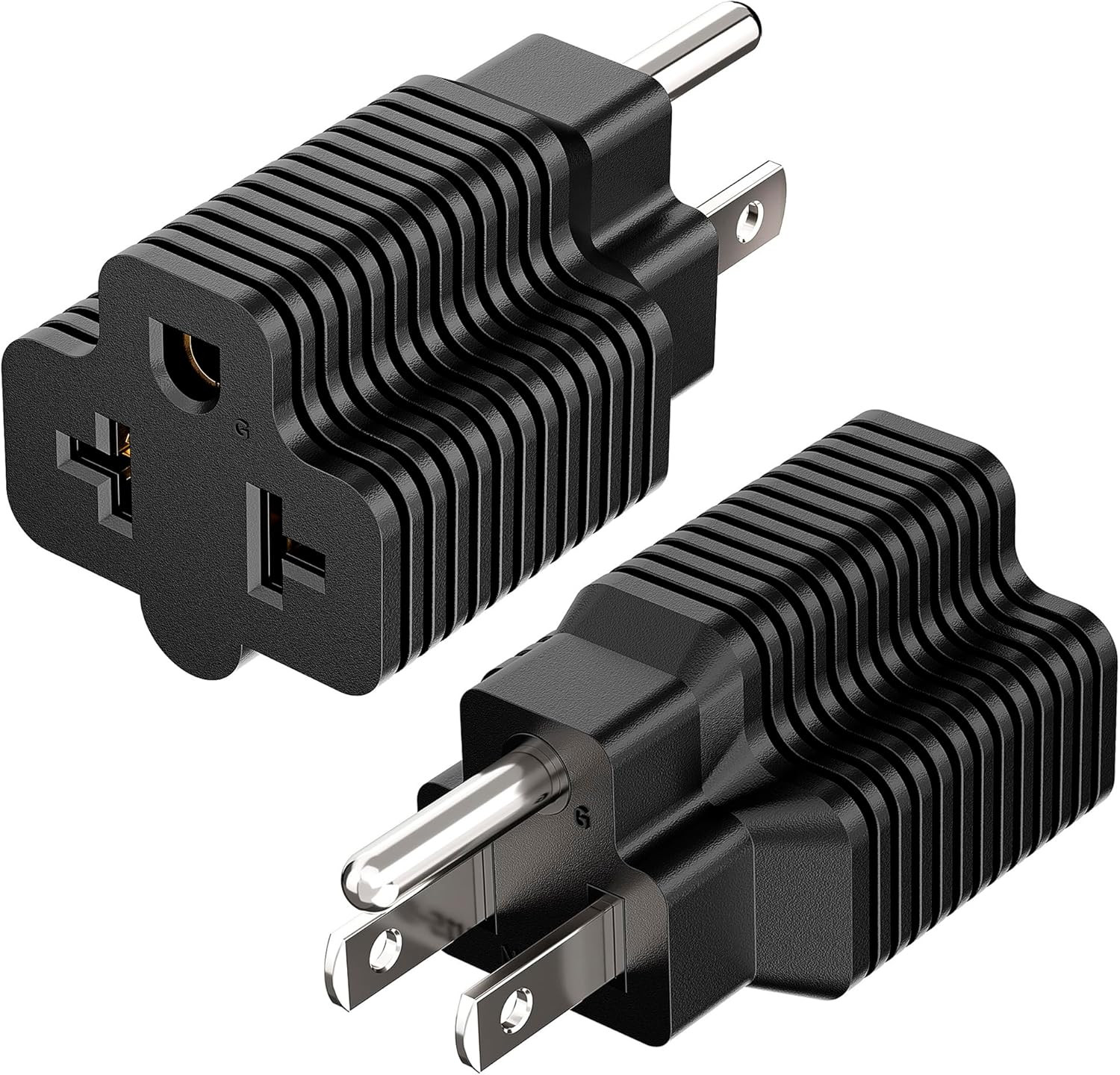 [2Pack] 4-In-1 15 Amp Household AC Plug to 20 Amp T Blade Adapter,5-15P to 5-20R
