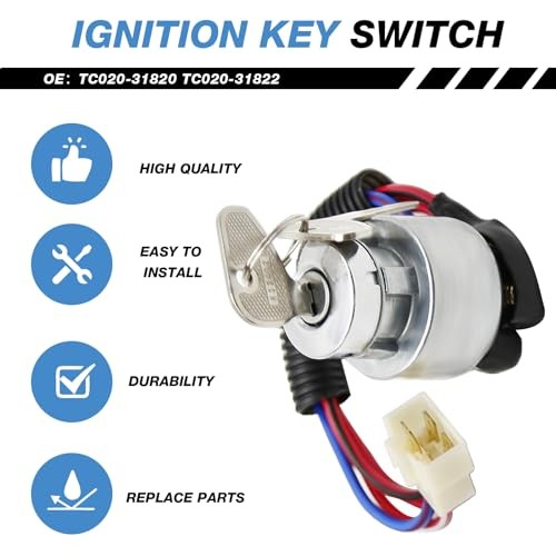 Ignition Key Switch, Replacement for Kubota Tractor L2501 L2600 L2800 L3000