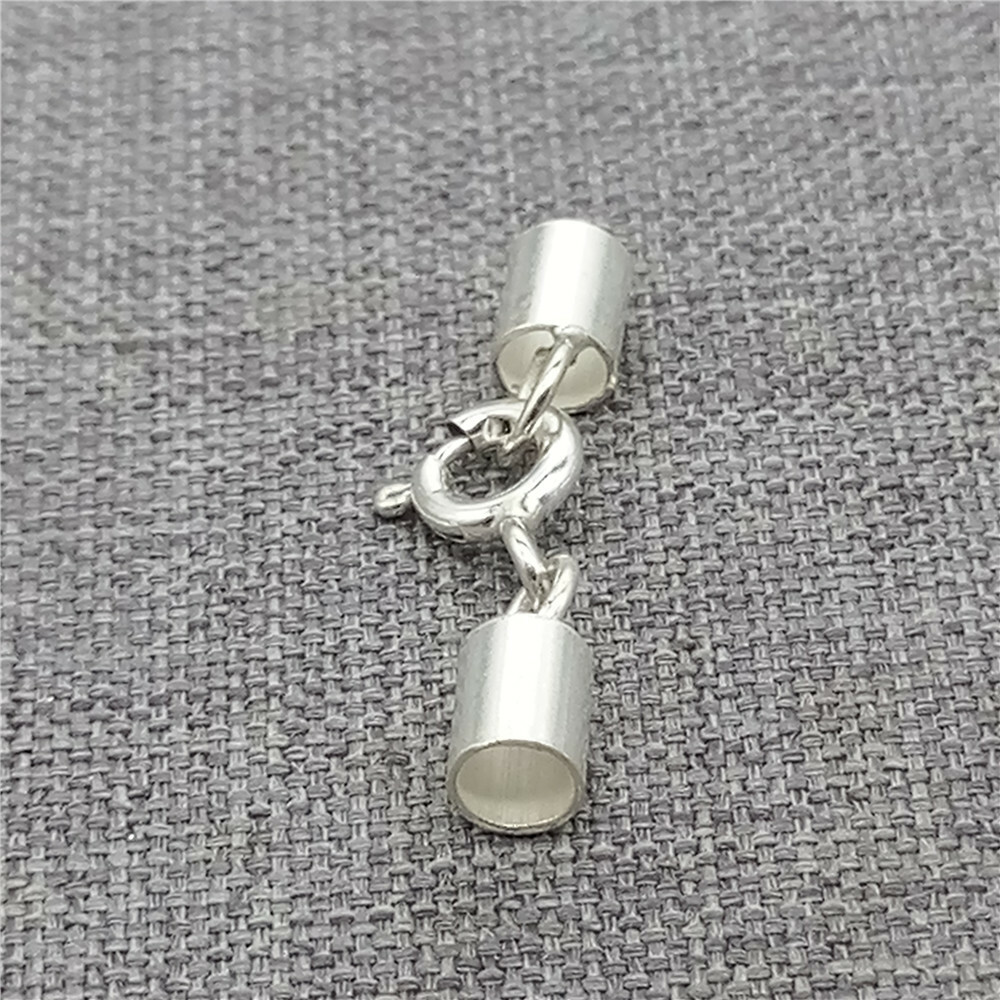 5 Sterling Silver Leather Cord End Cap Connector w/ Spring Ring Clasp
