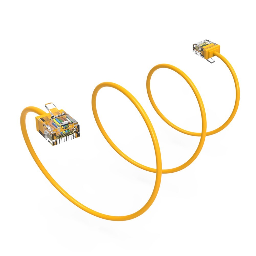 1FT Cat6A RJ45 Super Slim Network LAN Ethernet UTP Patch Cable Cord 32AWG Yellow