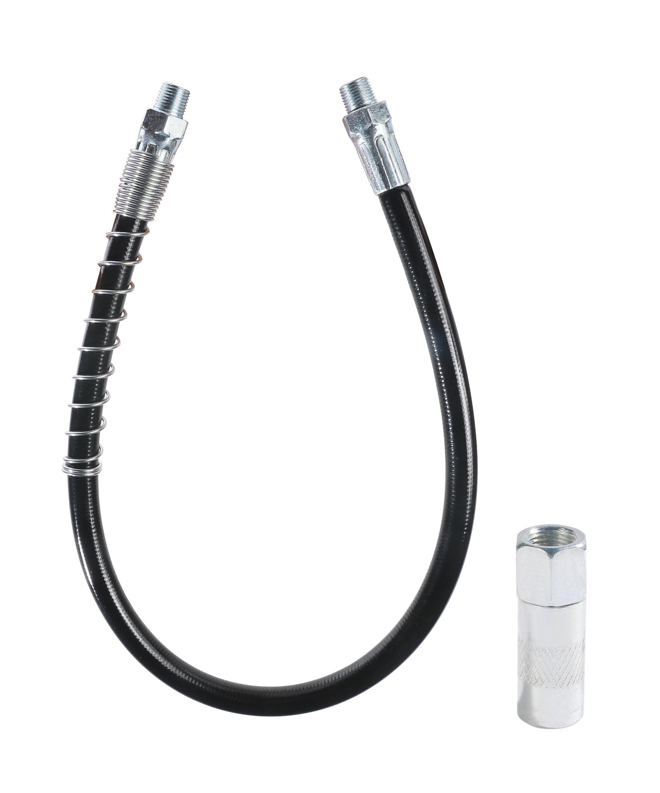 18 Inch Flexible Grease Gun Hose Kit, Black Resin/Steel, Compatible with 1/8"...