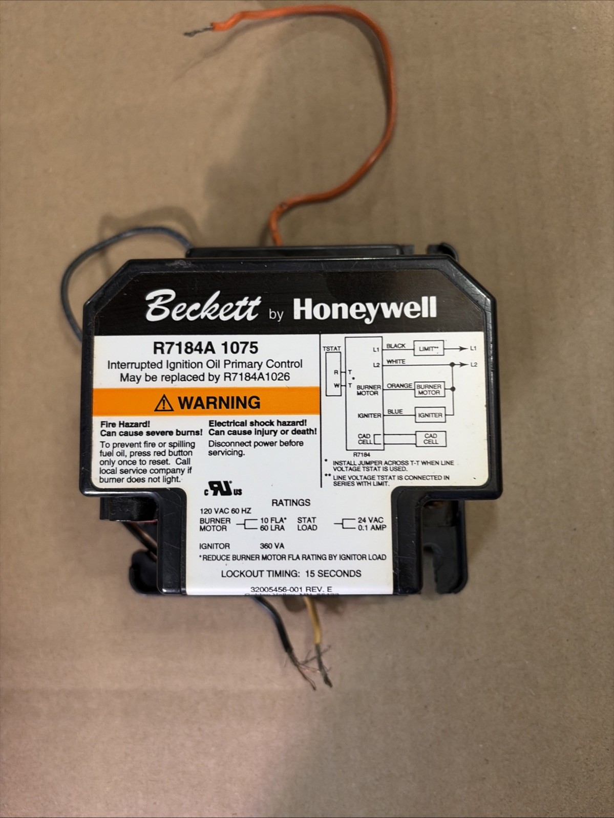 Beckett by Honeywell R7184a 1075 Interrupted Ignition Oil Primary Control Module
