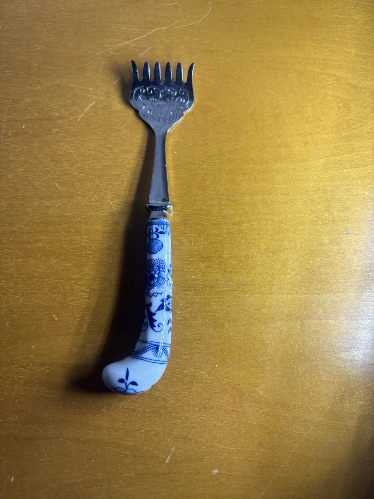 Stainless Steel Cheese Fork With Ceramic Handles Blue Design